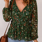 Floral Surplice Peplum Blouse