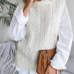 Round Neck Openwork Capped Sleeve Sweater Vest