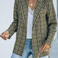 Plaid Double-Breasted Long Sleeve Blazer