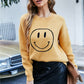 Smiley Face Dropped Shoulder Sweater