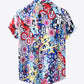 Full Size Printed Button-Up Curved Hem Shirt