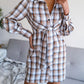 Plaid Button Down Tie Front Shirt Dress