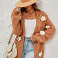 Flower Detail Open Front Cardigan