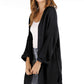 Open Front Slit Exposed Seam Cardigan