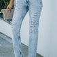 Acid Wash Distressed Jeans with Pockets