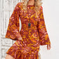 Floral Ruffle Hem Bell Sleeve Dress