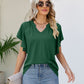 Notched Neck Flutter Sleeve Tee