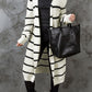 Striped Open Front Rib-Knit Duster Cardigan