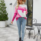Color Block Dropped Shoulder Round Neck Tunic Sweater