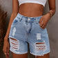 Distressed Cuffed Denim Shorts