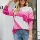 Color Block Dropped Shoulder Round Neck Tunic Sweater