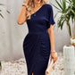 Ruched One-Shoulder Tulip Hem Dress