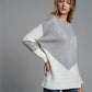 Two-Tone Chevron Pullover Sweater