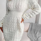 Cable-Knit Long Sleeve Mini Sweater Dress