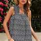 Ditsy Floral Ruffled Square Neck Sleeveless Tank
