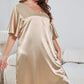 Plus Size Flutter Sleeve V-Neck Side Slit Night Gown
