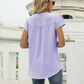 Swiss Dot Notched Neck Short Sleeve Top
