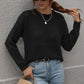 Drop Shoulder Round Neck Ribbed Cuff Sweater