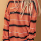 Striped Drop Shoulder Ribbed Cuff Sweater