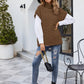 Mixed Knit Short Sleeve Turtleneck Sweater