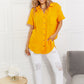 Zenana Full Size Summer Breeze Gauze Short Sleeve Shirt in Mustard