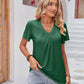 Ruched V-Neck Short Sleeve Tee