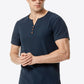 Buttoned Notched Neck Short Sleeve Tee