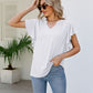 Notched Neck Flutter Sleeve Tee