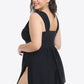 Plus Size Plunge Sleeveless Two-Piece Swimsuit
