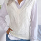 Openwork Ribbed Trim Sweater Vest