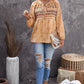 Printed Tie-Neck Balloon Sleeve Blouse