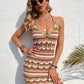 Multicolored Chevron Stripe Halter Neck Sweater Dress