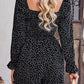 Polka Dot Ruched Smocked Flounce Sleeve Romper