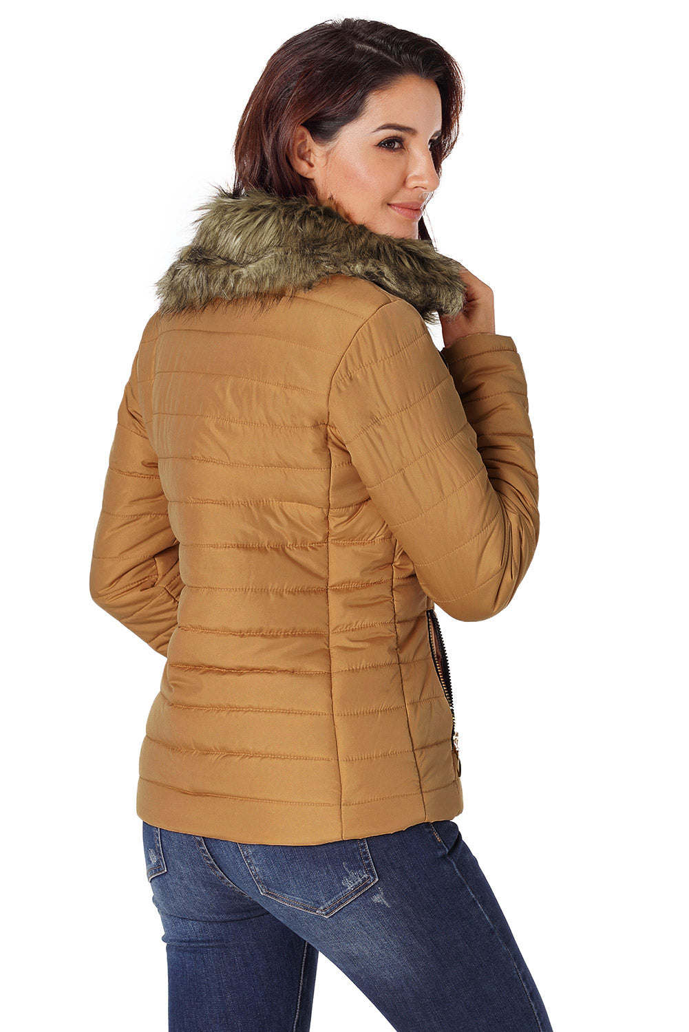 Faux Fur Trim Puffer Jacket