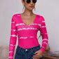Tie-Dye Plunge Long Sleeve Top