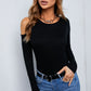 Cold-Shoulder Round Neck Long Sleeve Top