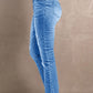 High Waist Distressed Raw Hem Jeans
