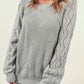 Openwork Round Neck Raglan Sleeve Sweater