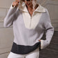 Color Block Half-Zip Dropped Shoulder Knit Pullover