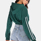 Full Size Side Stripe Elastic Waist Cropped Hoodie