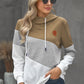 Full Size Range Color Block Cowl Neck Hoodie