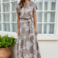 Printed Drawstring Maxi Dress
