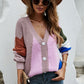 Contrast Button Front V-Neck Cardigan