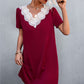 Spliced Lace Contrast Short Sleeve Dress