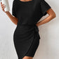 Ribbed Boat Neck Short Sleeve Dress
