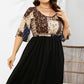 Plus Size Printed Two-Tone Flutter Sleeve Dress