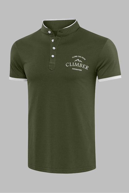 Graphic Band Collar Short Sleeve Tee