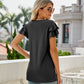 Eyelet Layered Flutter Sleeve V-Neck Top