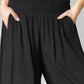 Smocked Waist Wide Leg Pants with Pockets
