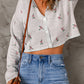 Floral Button Down Cropped Cardigan